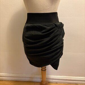 Elizabeth & James wrap pleated high waist mini skirt in grey silk/cotton